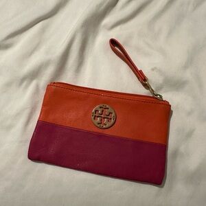 Tory Burch Two-Tone Orange and Pink Wristlet